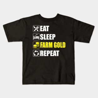 Eat Sleep Farm Gold Repeat - Funny gaming Kids T-Shirt